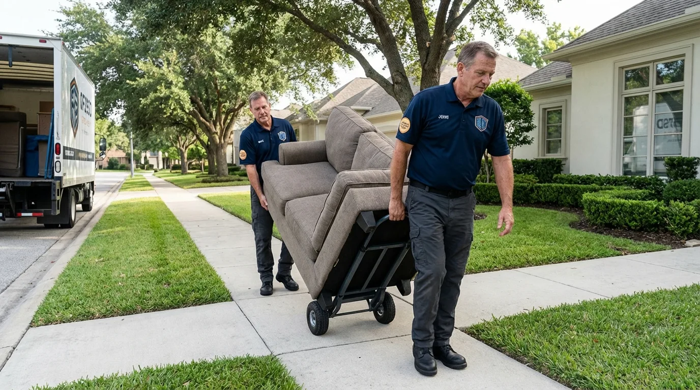 Local residential moving crew loading furniture in Old Orchard Beach, ME